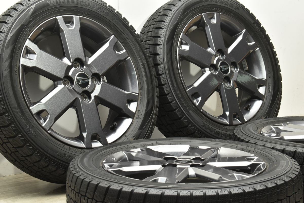 バリ溝スタッドレス ダイハツ タフト Gターボ 純正 15in 4.5J 45 PCD100 ダンロップ ウィンターマックスWM02 165 65R15