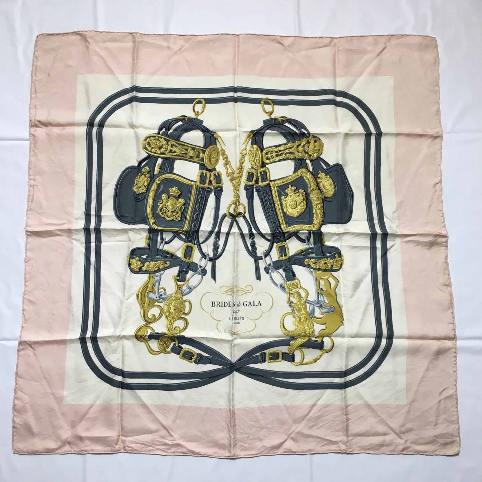 2504-192｜エルメス カレ 90 スカーフ シルク ライトピンク