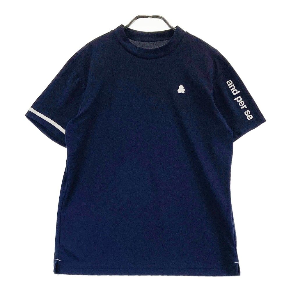 サイズ：L AND PER SE アンパスィ  ハイネック 半袖Tシャツ  ネイビー系 [240101429196] ゴルフウェア メンズ ストスト サイズ：L AND PER SE アンパスィ ハイネック 半袖Tシャツ