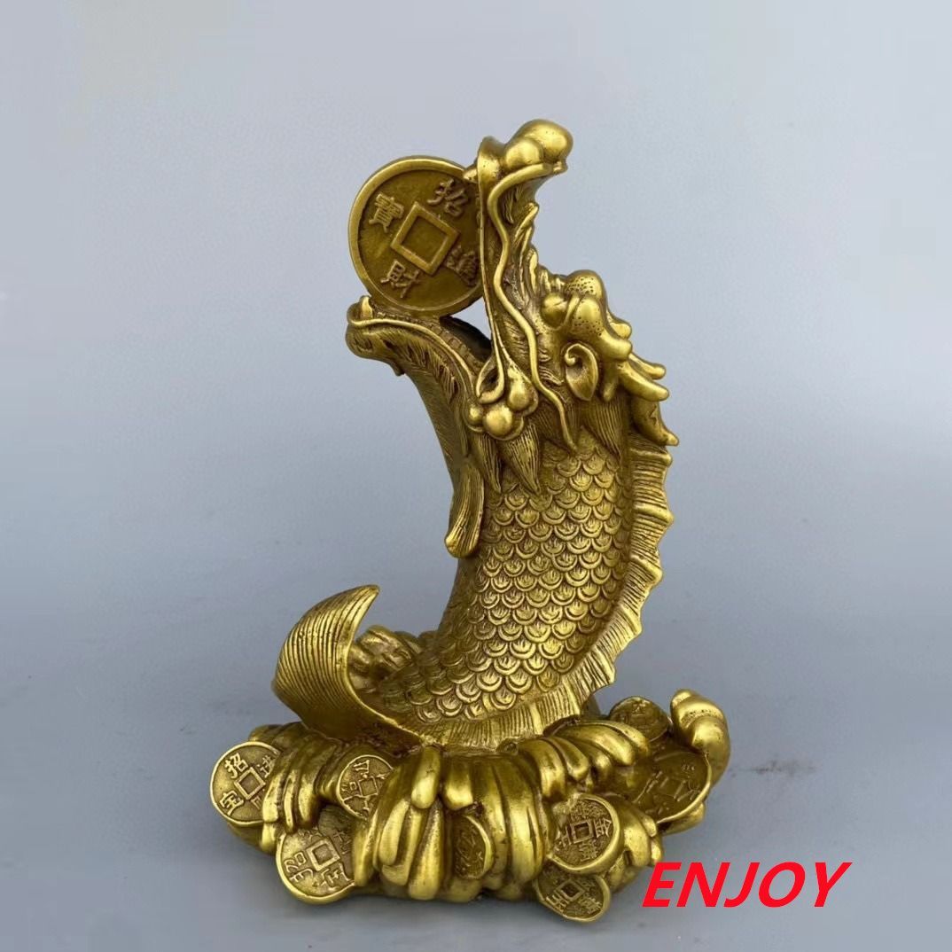 発売中 ドラゴン 龍 神龍 魚 オブジェ 置物 金 ゴールド 卓上置物 風水 仏像 縁起物 玄関 昇運 縁起物 魔除け インテリア リビング 贈り物 かっこいい