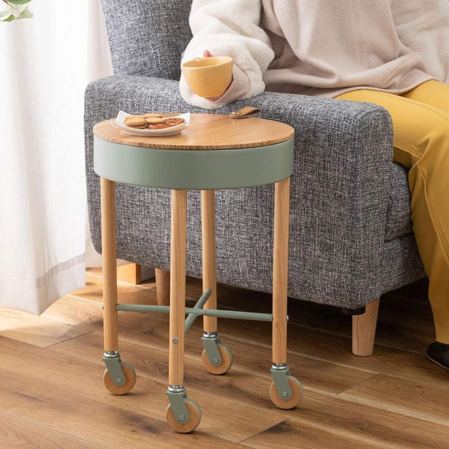 収納できる回転サイドテーブル★ウォルナット★家具　パソコン　コーヒー　花台 楽天市場】サイドテーブル 高さ60cm 木製 コーヒーテーブル （ コの字