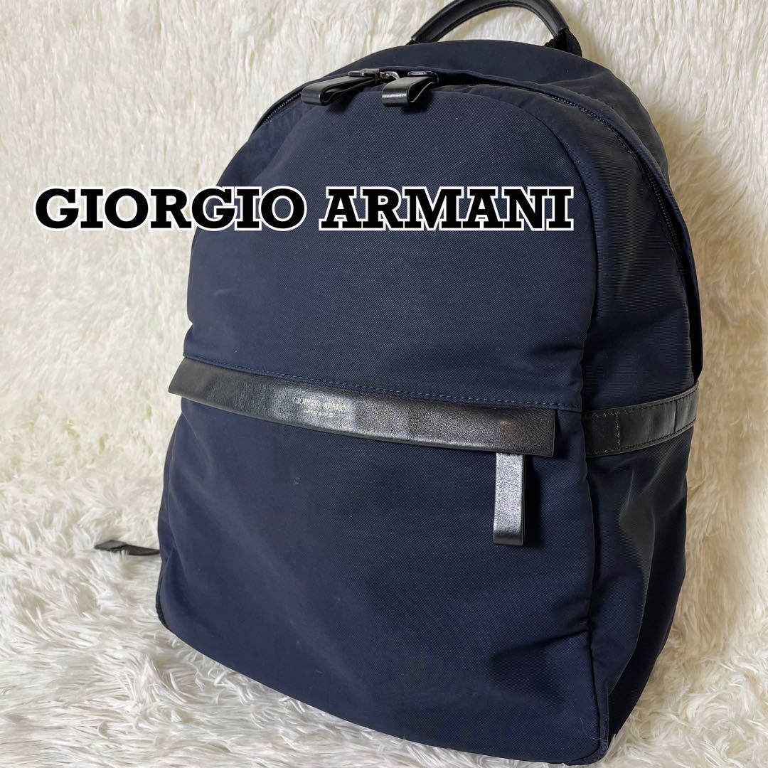 リュック ARMANI GIORGIO バックパック 背面ロゴ レザー ナイロン 