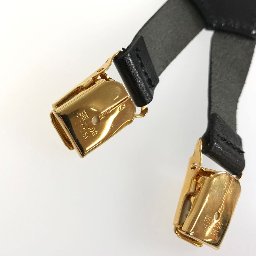 シャネル CHANEL サスペンダー ホワイト ブラック キャンバス レザー