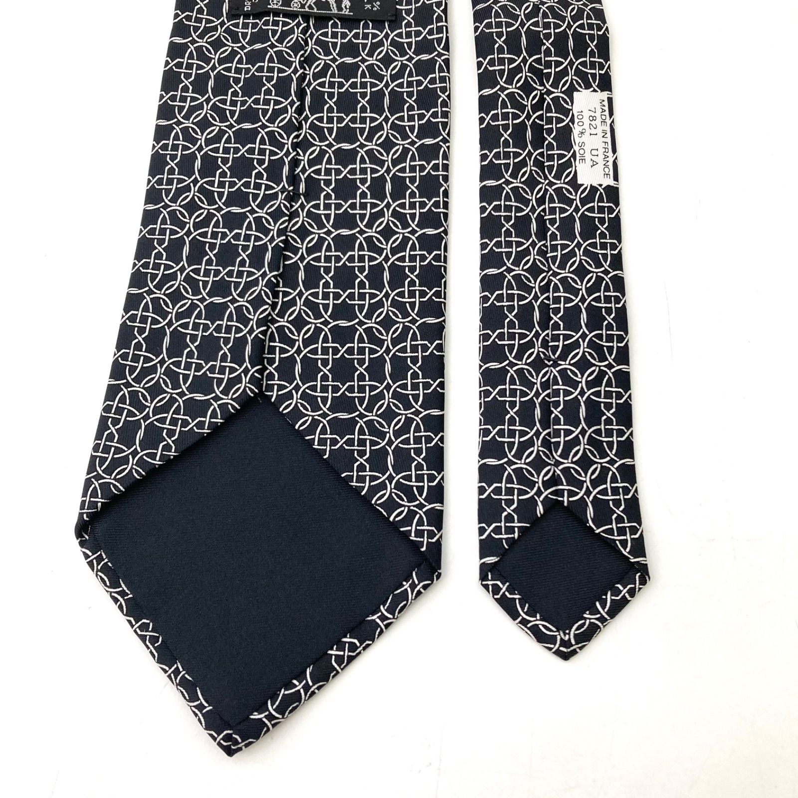 HERMES ブラック ネクタイ シルク100% Hermès】エルメス ネクタイ ブラック シルク100% ビジネス 黒色
