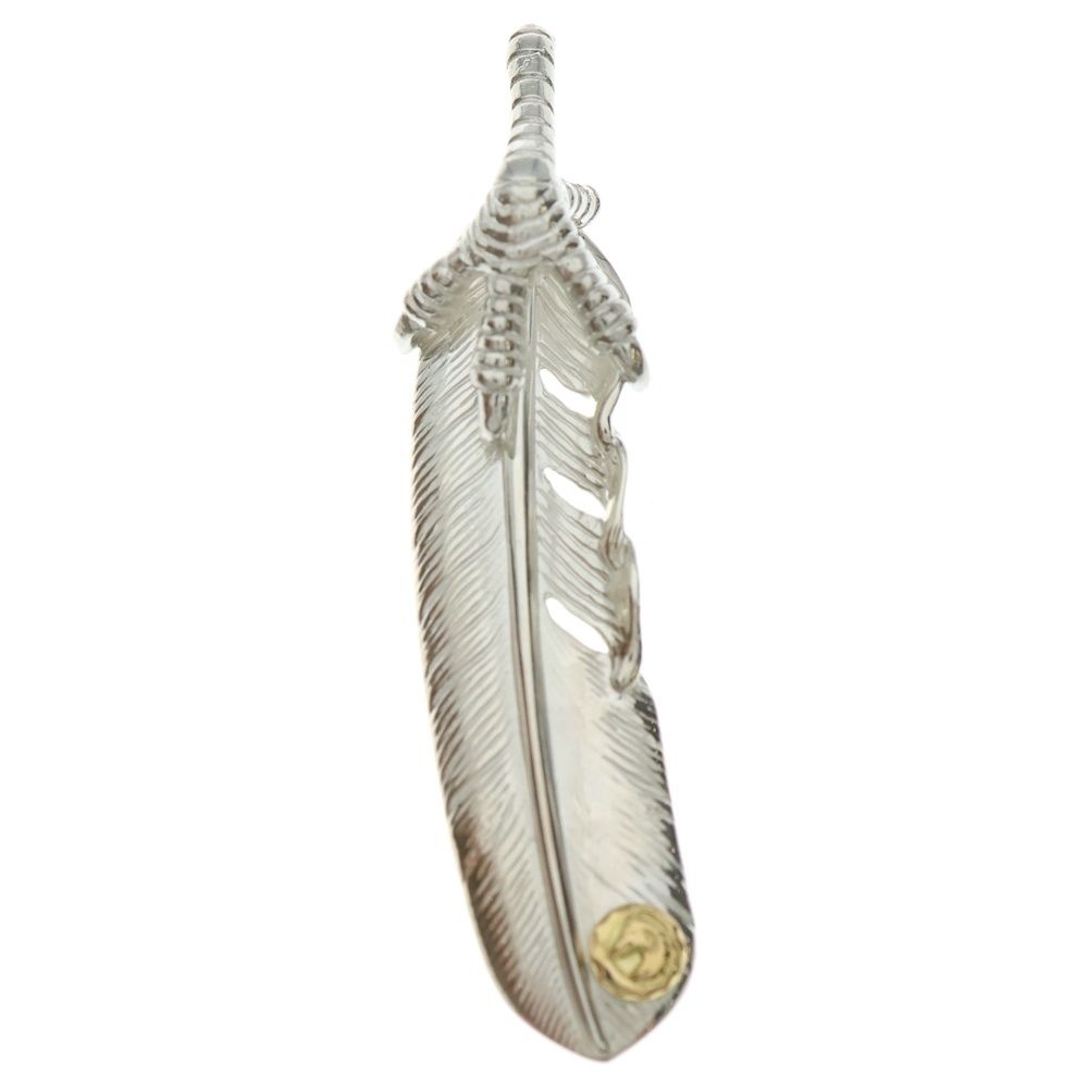 TADY - KING タディアンドキング 銀爪 ツメSVフェザーGPウルフ 特大フェザーペンダント シルバー|ゴールド 右向き