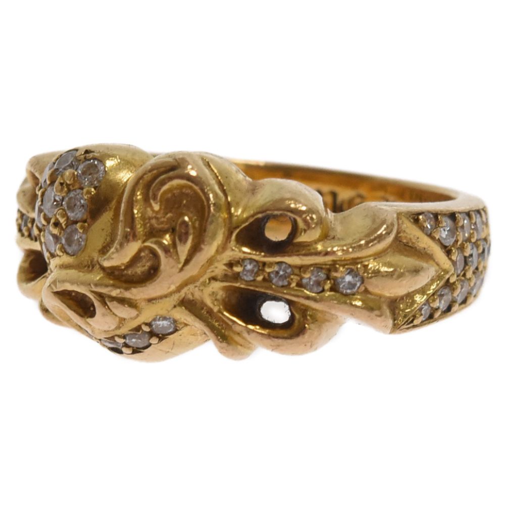 CHROME HEARTS (クロムハーツ) 22K FLRL CRS HRT P DIA フローラルハート PAVEダイヤ ゴールドリング 16号