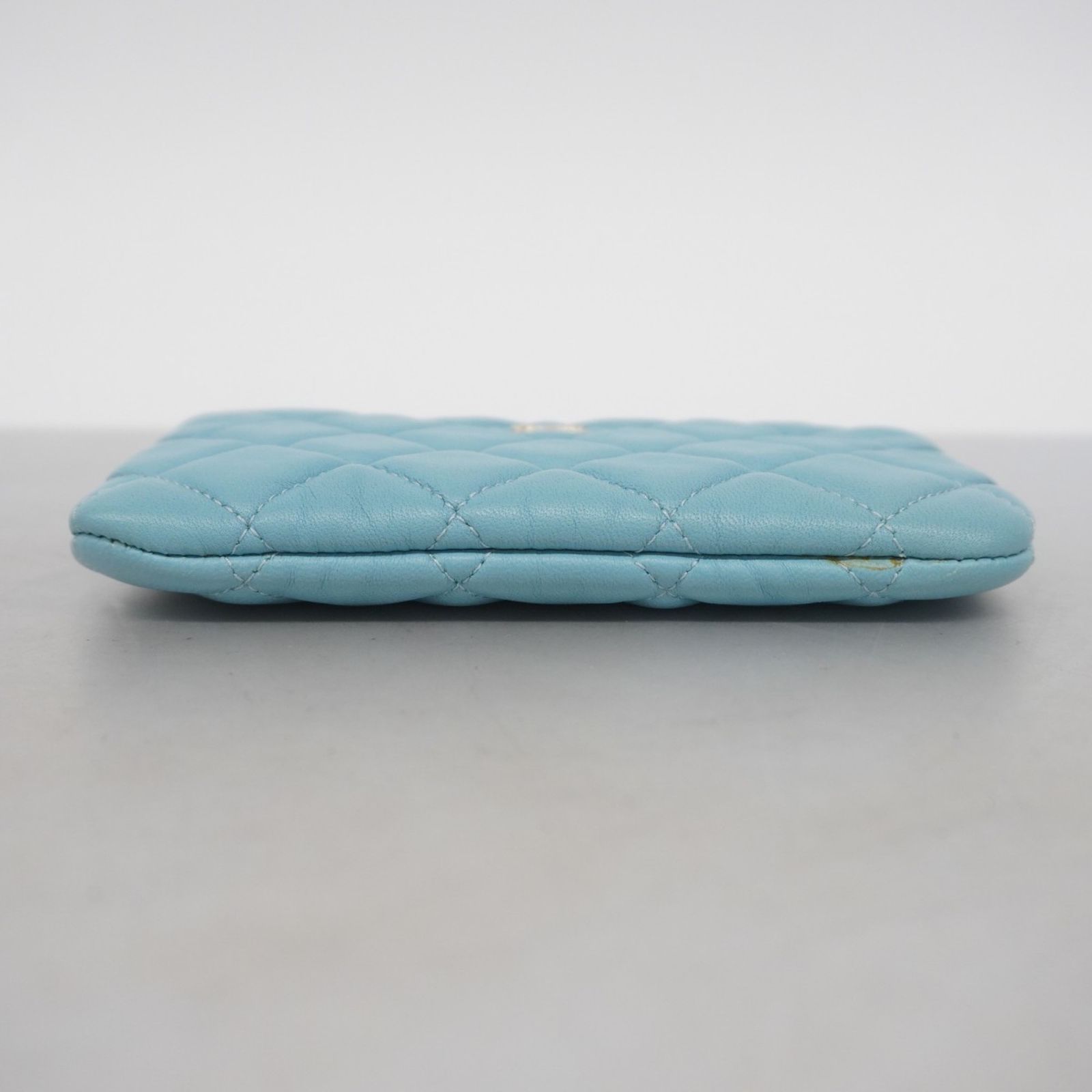 シャネル Chanel シャネル 財布 コインケース マトラッセ ラムスキン スカイブルー シャンパンレディース