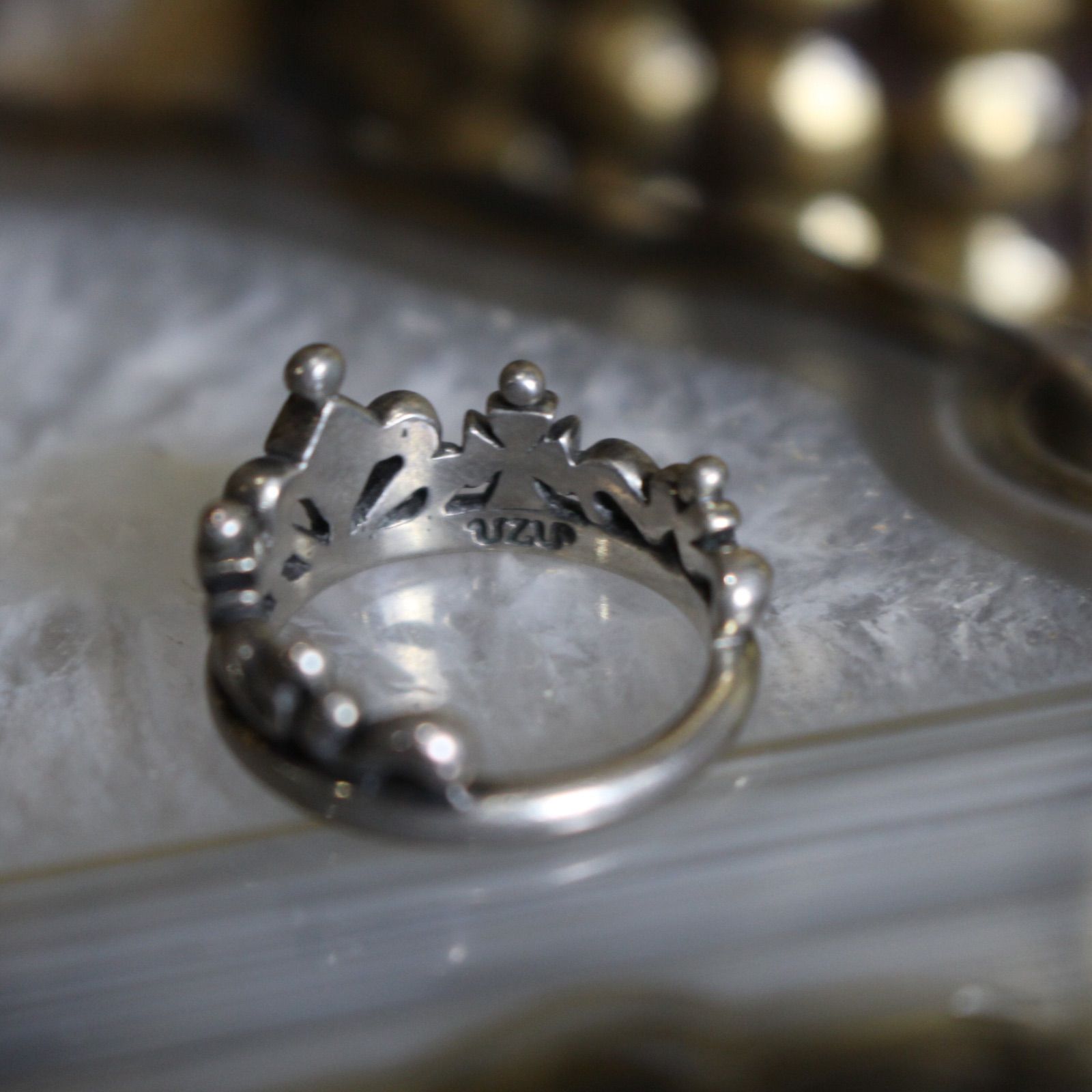 USA VINTAGE UZIP CROWN DESIGN SILVER RING/アメリカ古着王冠デザイン 