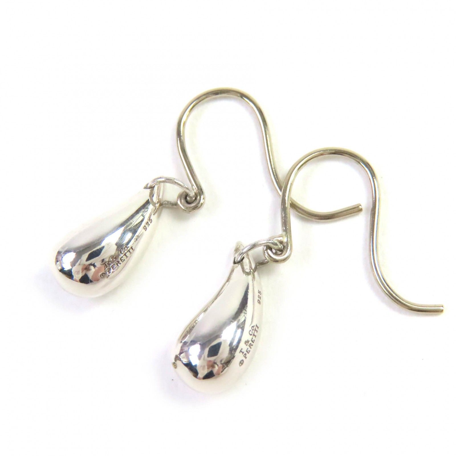 △TIFFANY-Co. ティファニー エルサペレッティ ティアドロップ ピアス アクセサリー SV925 両耳用 フック シルバー 重量3.8g レディース