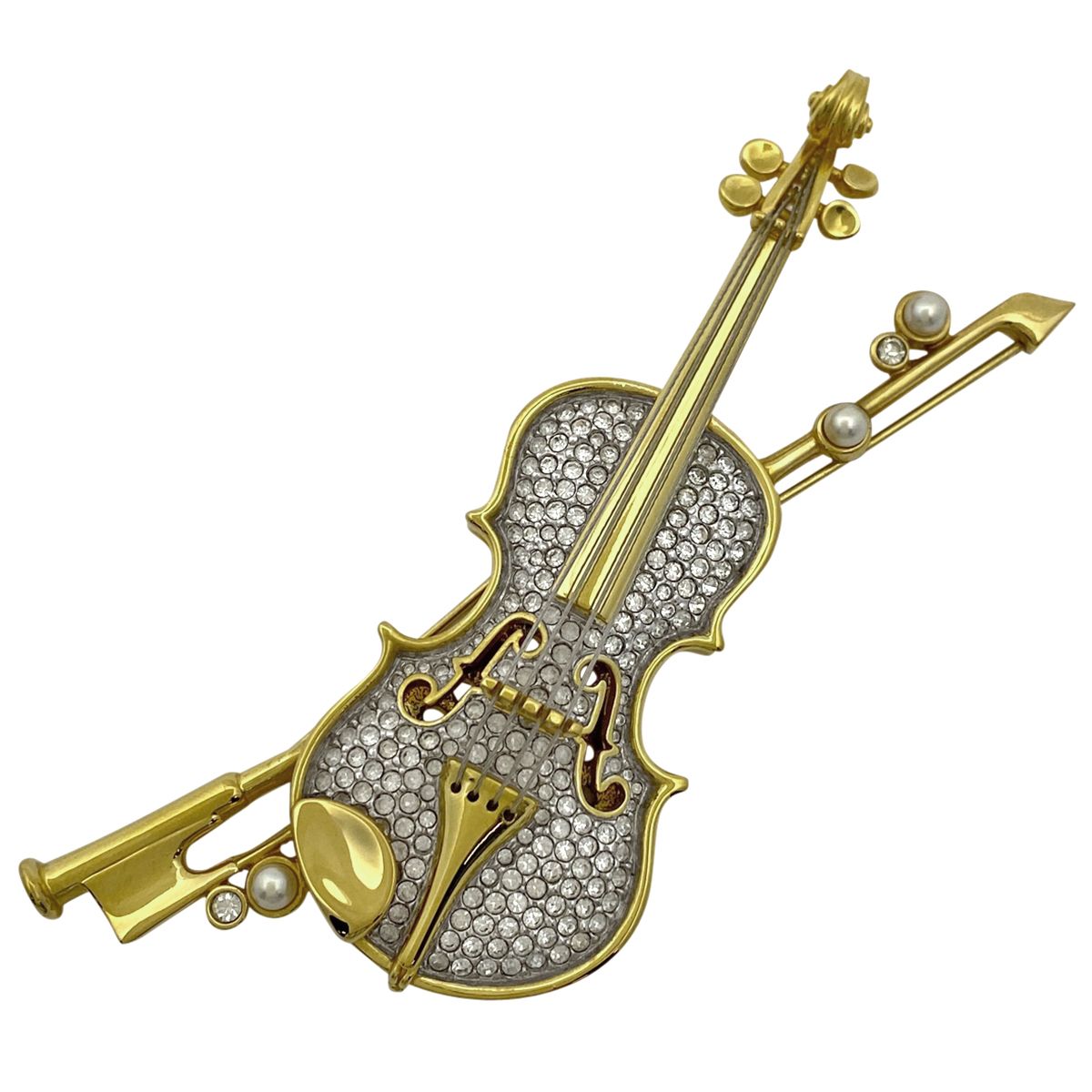 SWAROVSKI スワロフスキー ヴァイオリン ブローチ ゴールド
