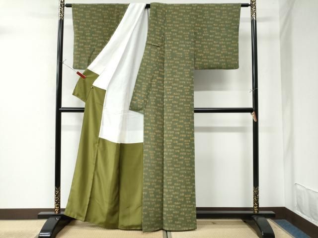 平和屋着物●上質な小紋　名物裂　鬼しぼ縮緬　鈴乃屋扱い　正絹　逸品　CAAU3185yc 平和屋着物○上質な小紋 名物裂 鬼しぼ縮緬 鈴乃屋扱い 正絹 逸品