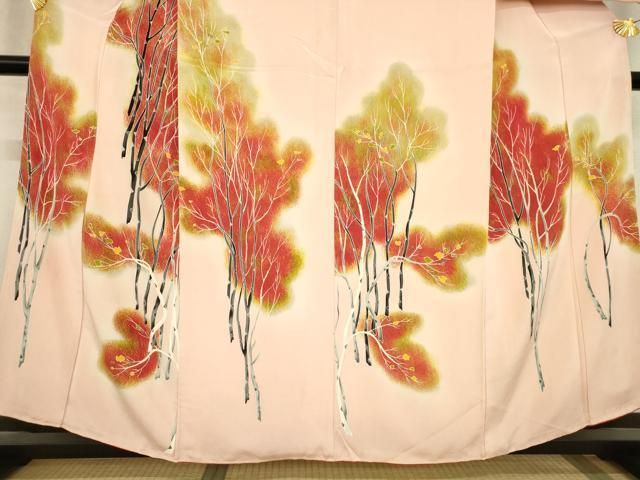 平和屋着物●訪問着　紬地　作家物　手描き　樹林文　暈し染め　金彩　正絹　逸品　未使用　AABD0703fy 平和屋着物□訪問着 樹林文 暈し染め 金彩 正絹 逸品 AABA7044ma