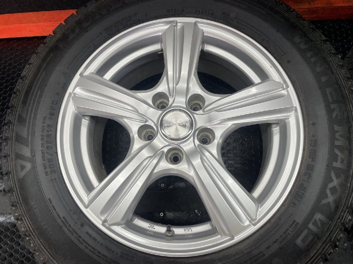 DUNLOP WINTER MAXX WM03 205 65R16 スタッドレス VIOLENTO 16インチ 6.5J5HPCD114.3 40 22年製 バリ溝 ヤリスクロス等 STC016