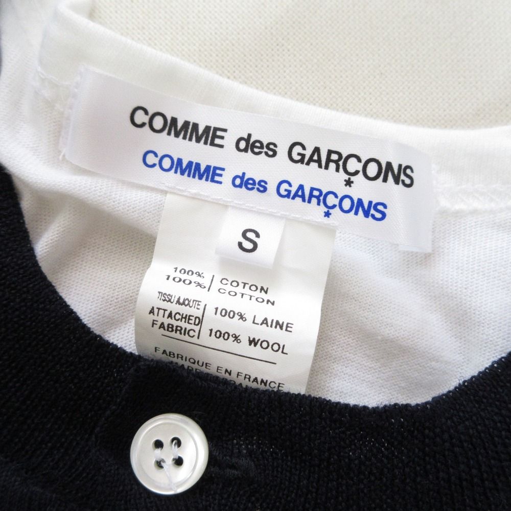 美品 COMME des GAR〓ONS コムコム コムデギャルソン ニット ドッキングTシャツ 半袖 カットソー S ネイビー ホワイト レディース 古着 中古 美品 COMME des GARÇONS コムコム コムデギャルソン ニット
