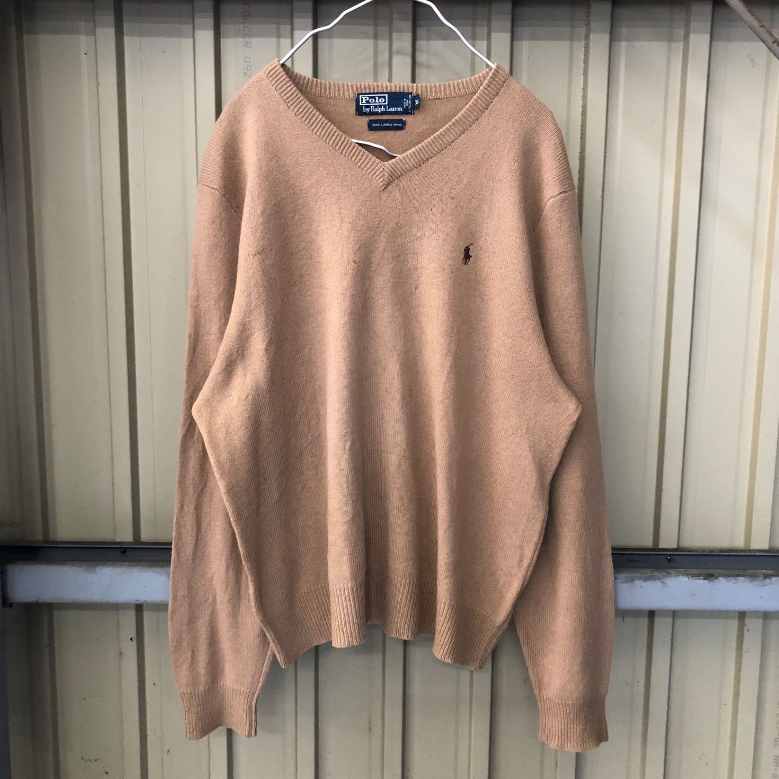 ラルフローレン 【L】未使用級 ウールニット セーター ブラウン ピンクロゴ刺繍 レディース