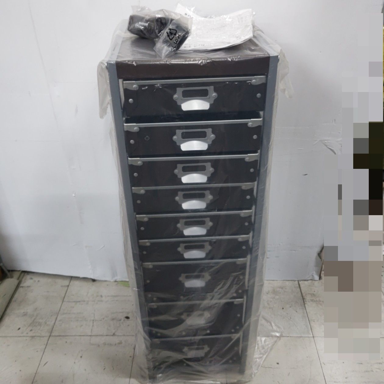 h63284 9段 A4 収納ラック ファイルラック チェスト ラック ファイルボックス キャスター付き ファイル 書類 アンティーク 収納 家具 未使用