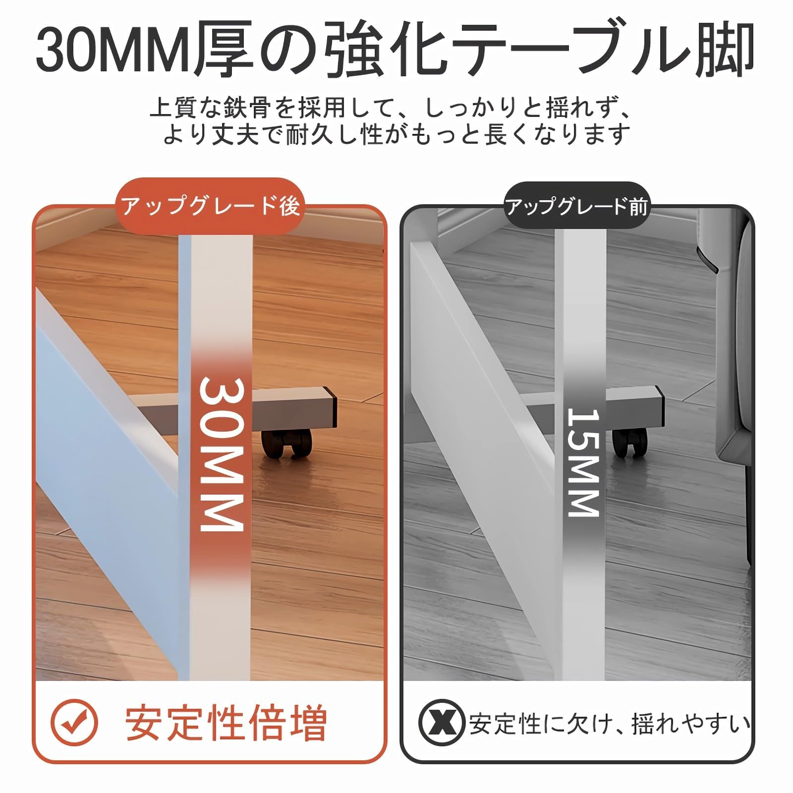 北欧 机 高さ調整 パソコンデスク テーブル 幅80cm×奥行40cm PCデスク 折りたたみテーブル サイドテーブル キャスター付き 省スペース おしゃれ 昇降デスク シンプル 化粧台 作業机 仕事用 Rshtong 組立簡単 白い 80 40cm MARWIL-DEMENAGEMENTS_CH