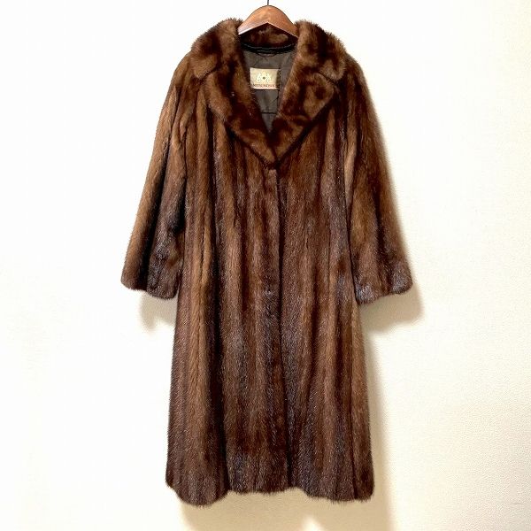 wnc 三越 MITSUKOSHI 毛皮コート 11 茶 ミンク ロング レディース