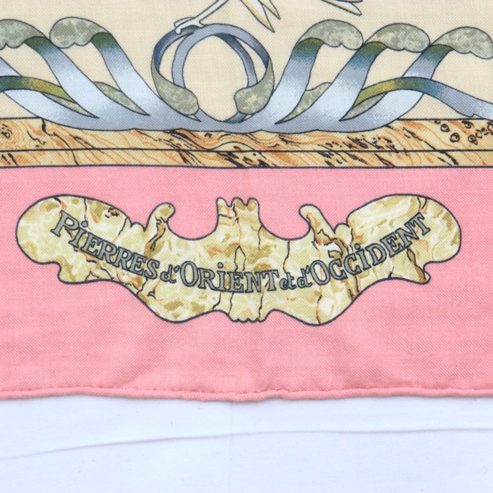 美品 エルメス 東洋の石と西洋の石細工 カレ140 スカーフ