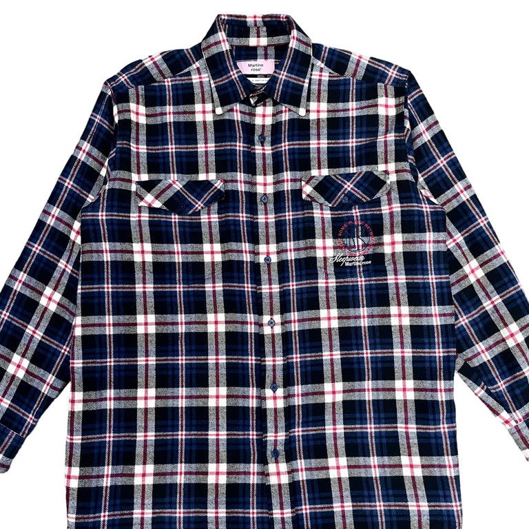 Martine rose ロゴ刺繡オーバーサイズチェックネルシャツ - メルカリ