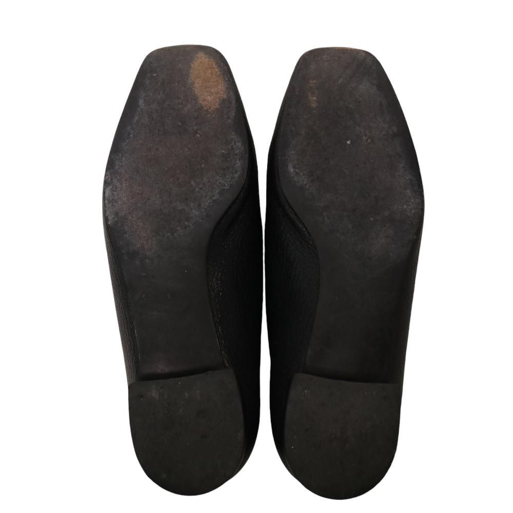 【定番品】E.PORSELLI バレエシューズ フラット　ブラック　リボン 定番品】E.PORSELLI バレエシューズ フラット ブラック リボン