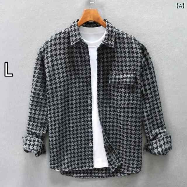 L メンズ ファッション 服 男性用 オシャレ シンプル 大人 かっこいい 大きいサイズ ストリート 紳士服 グリーン チェック柄 シャツ ジャケット ゆったり デニム 長袖 シャツ