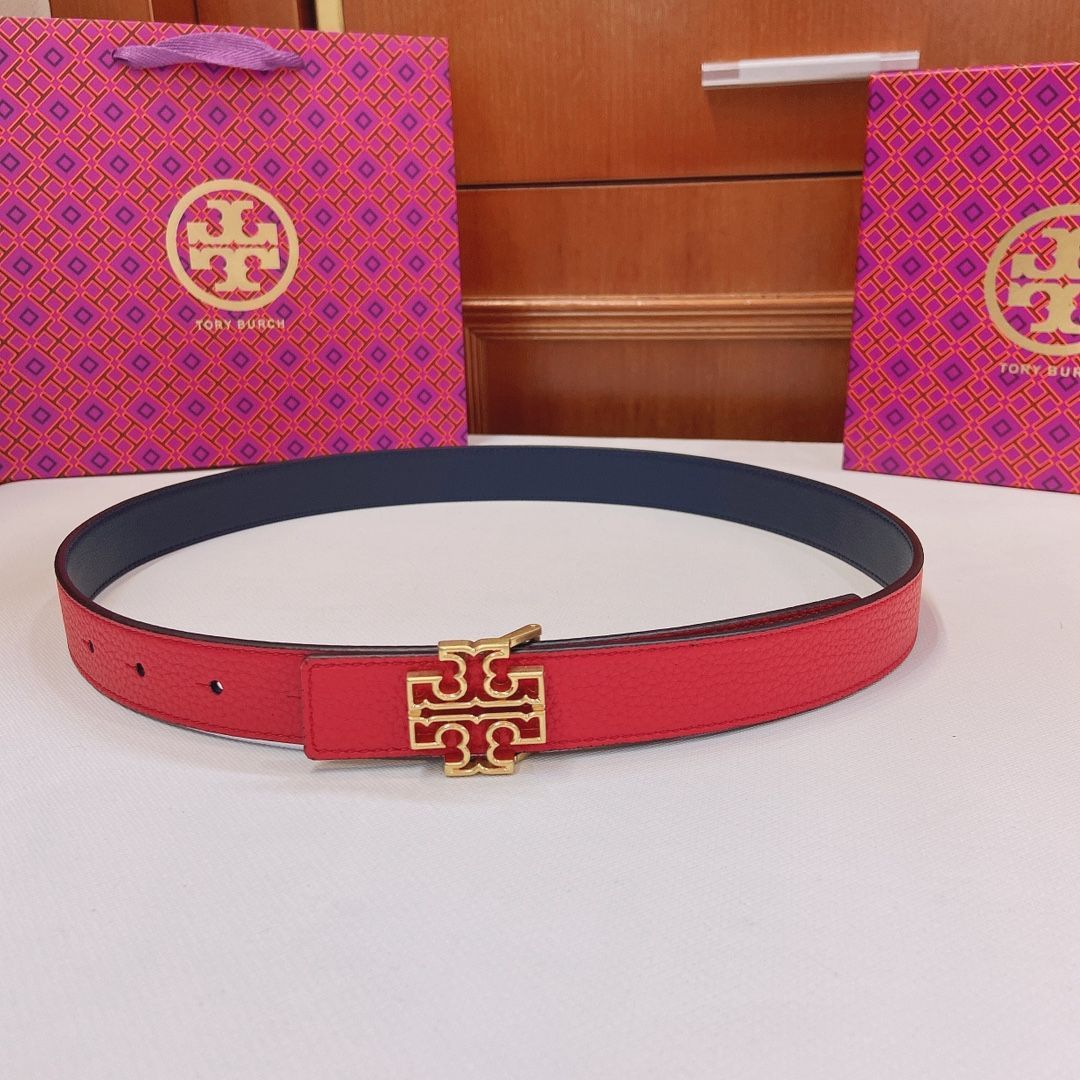 TORY BURCH トリーバーテベルト 1.5インチ ミラー リバーシブルベルト: レディース ベルト