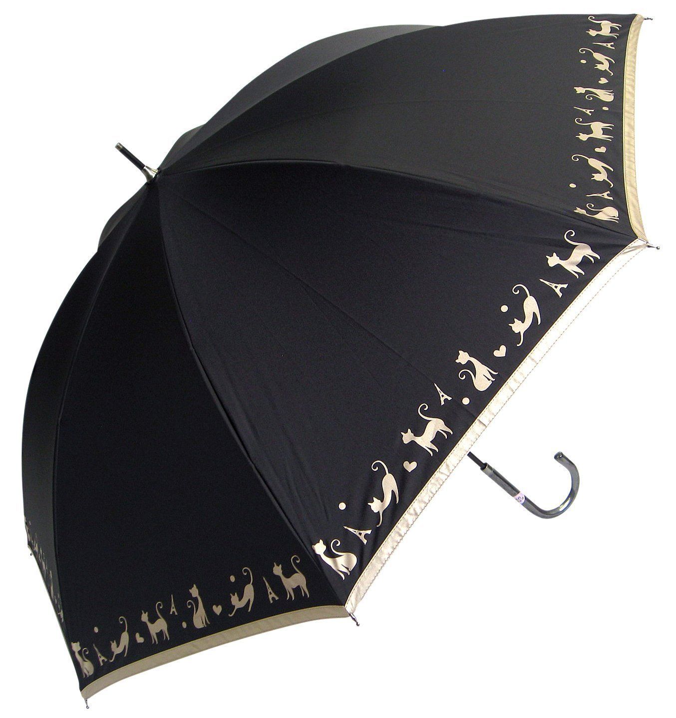 【数量限定】50cm (UVカット/遮光/遮熱) 樹脂カラーコーティング) / 長傘 (紫外線遮蔽率99% ネコ柄 手開き傘 日傘 晴雨兼用 軽量 オカモト原宿店