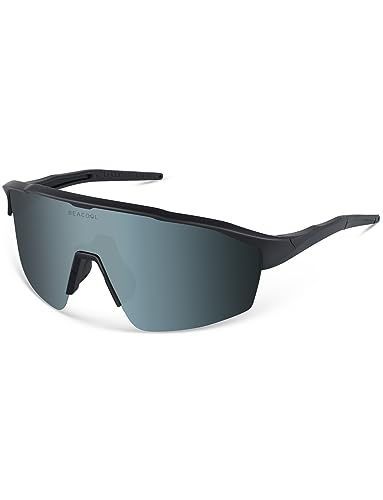 ブラック/グレー [BEACOOL] スポーツサングラス 超軽量 TR90 TAC 偏光 