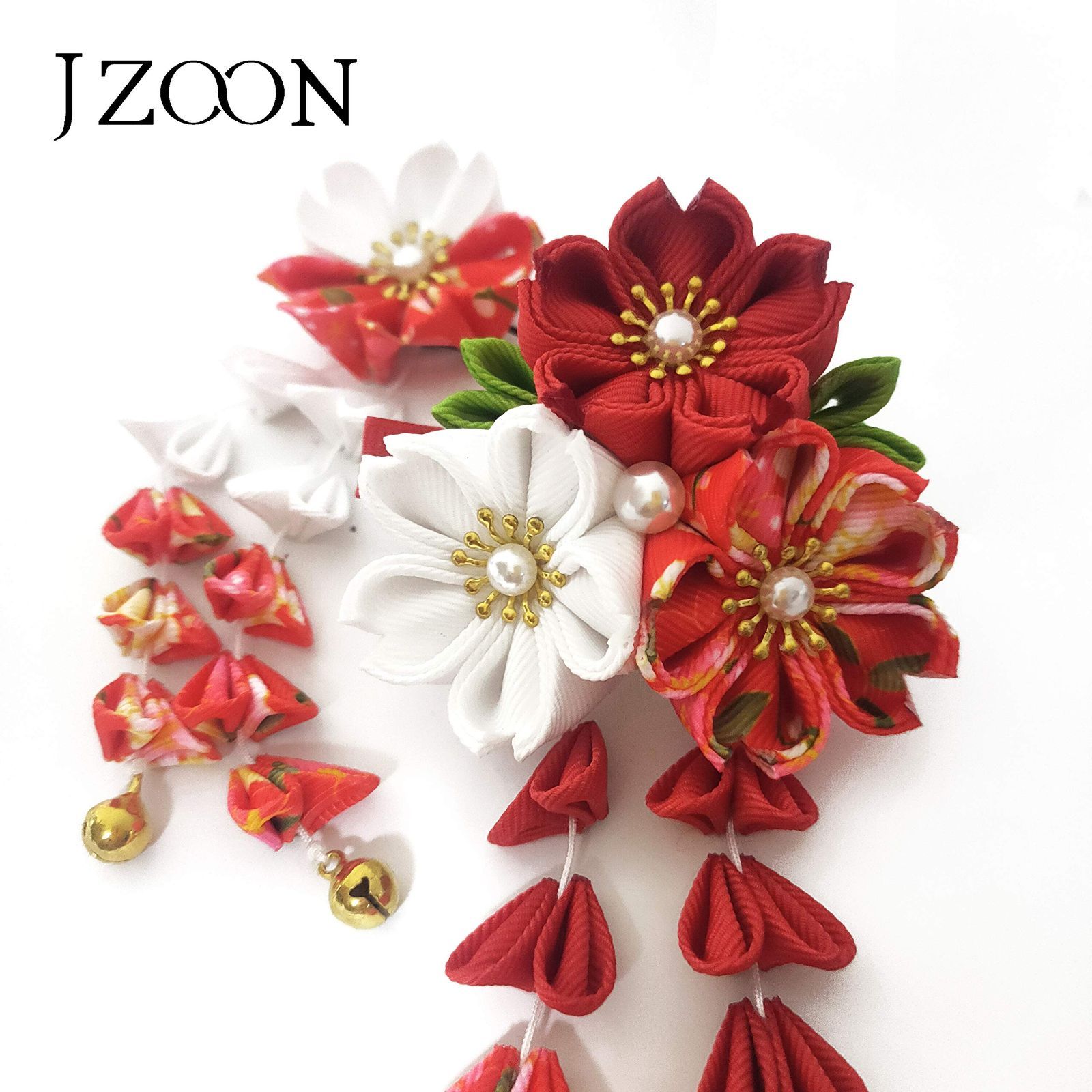 数量限定】[JZOON] 髪飾り菊桜蝶 3点セット つまみ細工 成人式 七五三