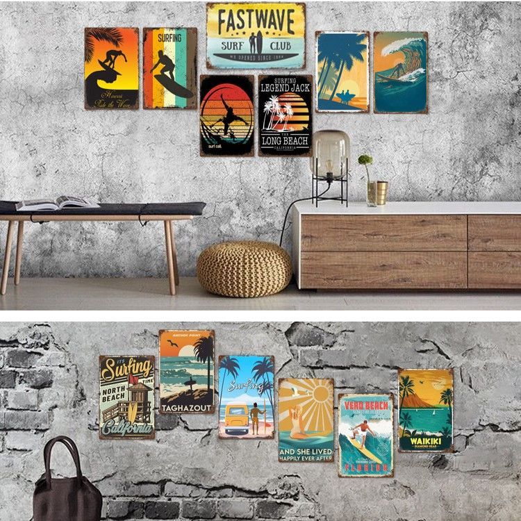 海1ブリキ看板ハワイアン雑貨サーフィンビーチアメリカレトロ雑貨
