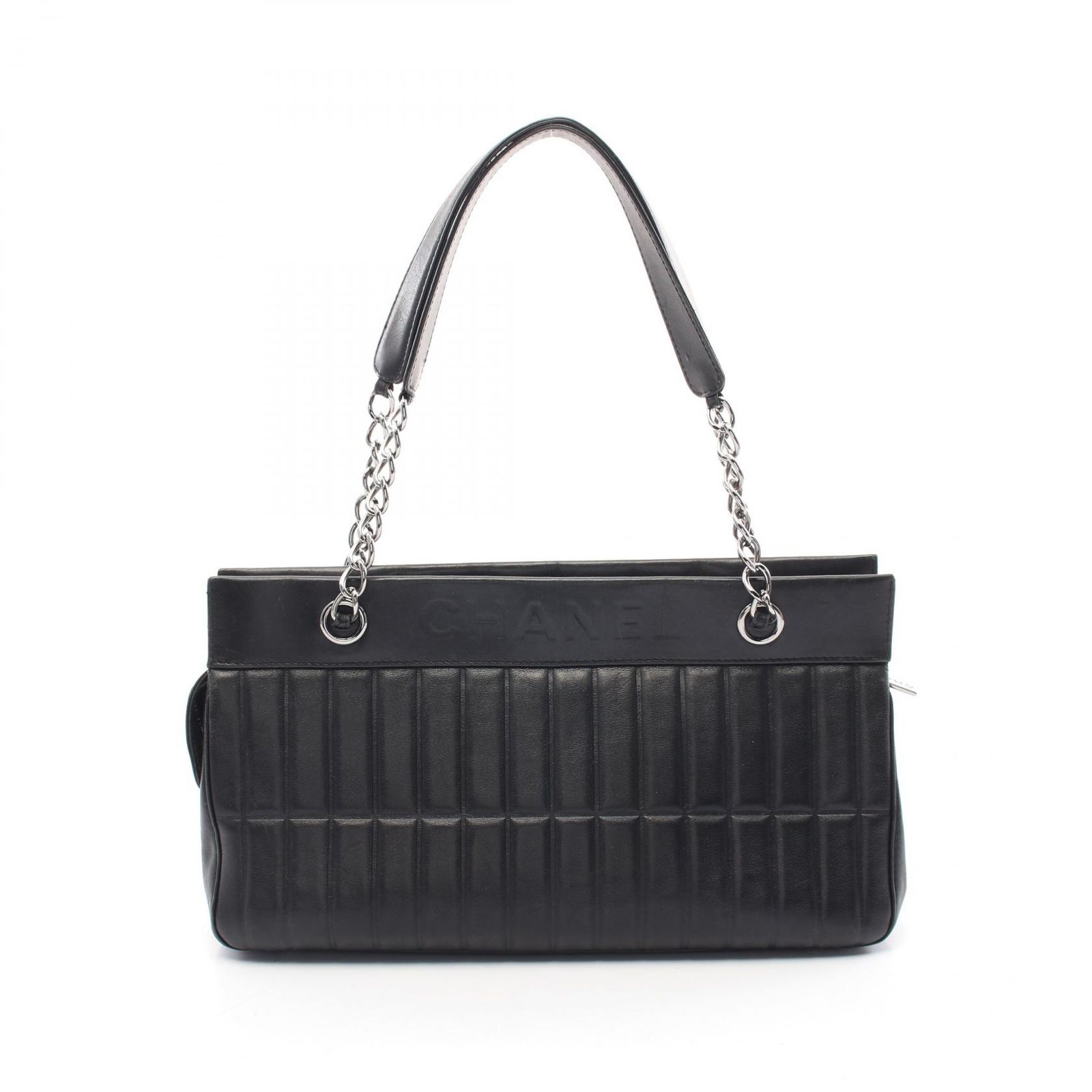 シャネル CHANEL トートバッグ チョコバー ブラック ラムスキン（羊革