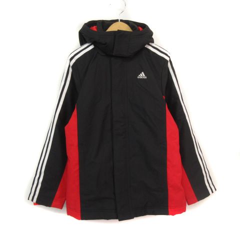 アディダス adidas ジャケット 中綿 ライン ロゴ ナイロン 160 L 国内正規 黒 ブラック