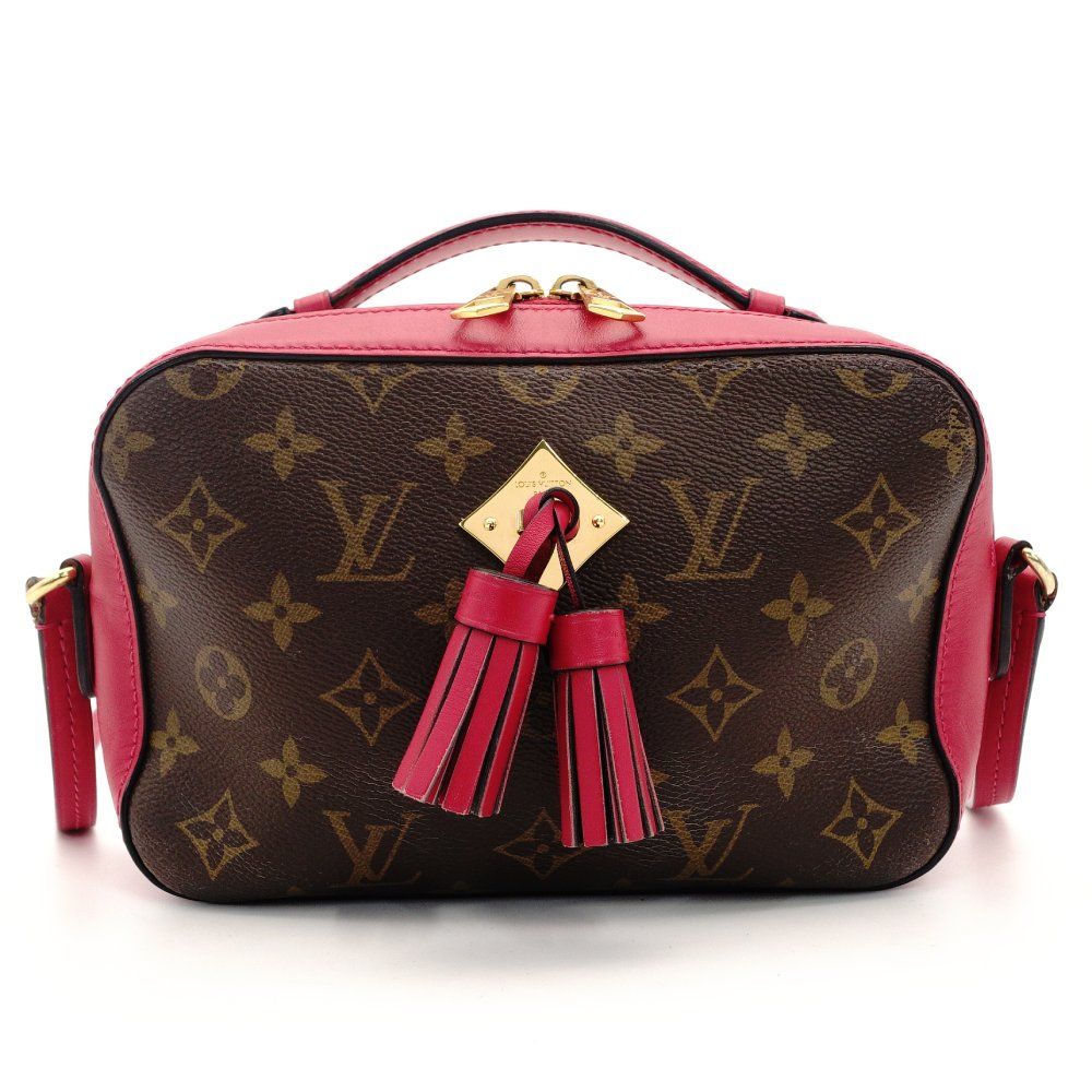 ルイヴィトン LOUIS VUITTON サントンジュ ショルダーバッグ モノグラム キャンバス ブラウン×ピンク PVC レザー クロスボディタッセル 7-9-516