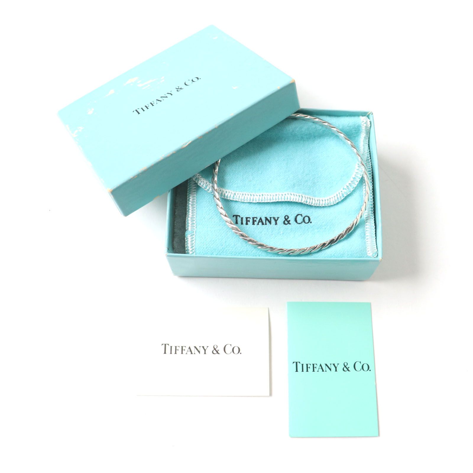 美品 TIFFANY&Co. ティファニー ナイフエッジツイスト SV925 バングル/ブレスレット シルバー 11.7g レディース