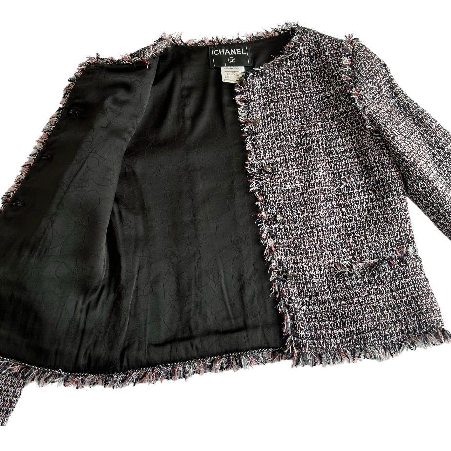 美品】CHANEL シャネル ツイードジャケット ブラック系 36 04P