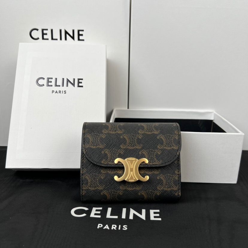 新品 未使用 celine セリーヌ 財布 三つ折り ミニ レザー - メルカリ