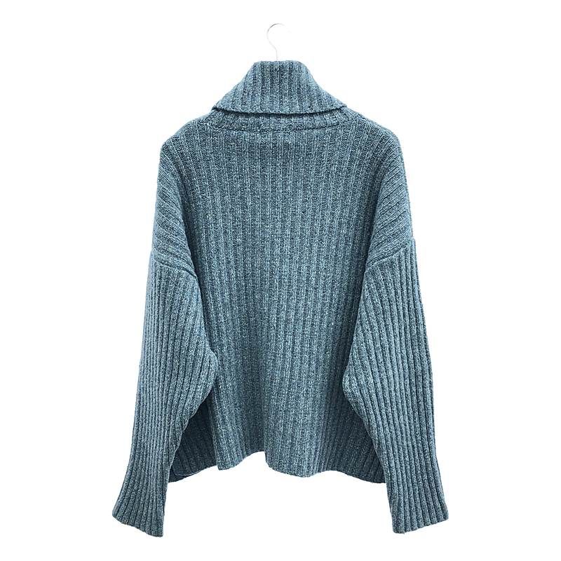 CLANE / クラネ | MIX YARN WIDE RIB TURTLE KNIT TOPS / タートルネック スリット ニット | 1 | ブルー系 | レディース CLANE / クラネ | MIX YARN WIDE RIB TURTLE KNIT TOPS