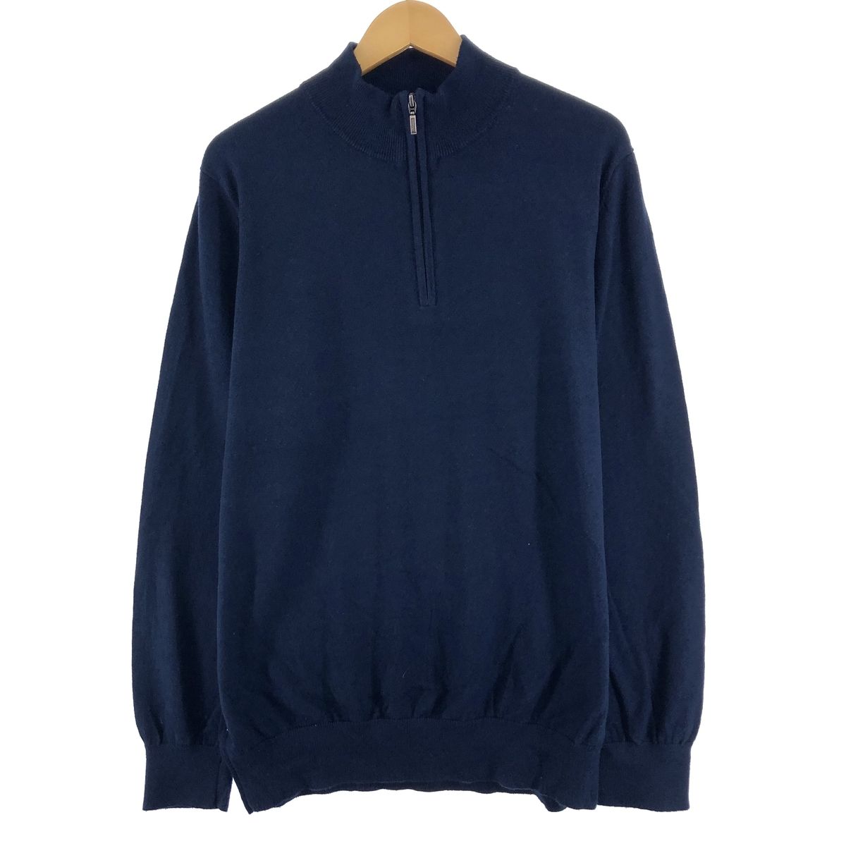 エルエルビーン　コットン＆カシミアニット　セーター　ハーフジップ　ベージュL 古着 エルエルビーン L.L.Bean カシミア混 コットンニットハーフ