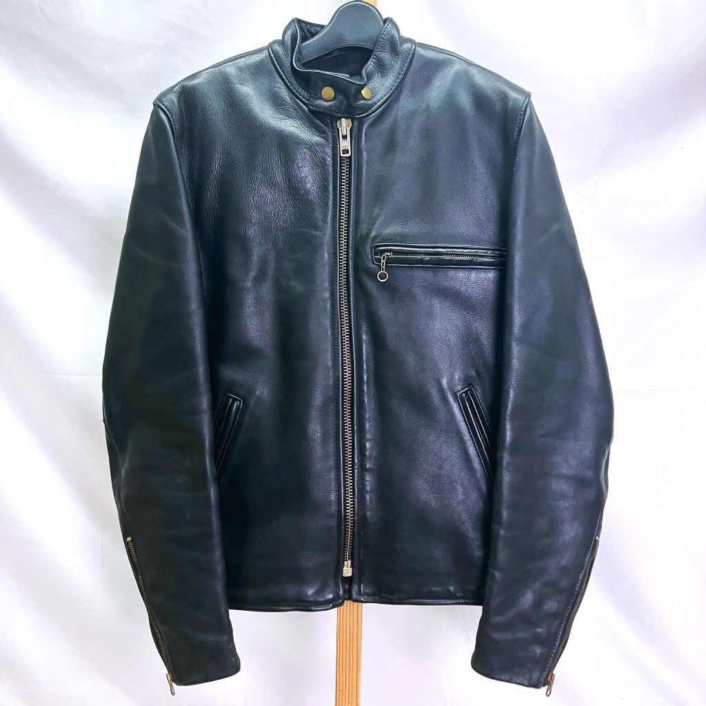 01w-5199 バンソン VANSON モデルB シングル ライダースジャケット ブラック サイズ38 メンズ レザージャケット 品