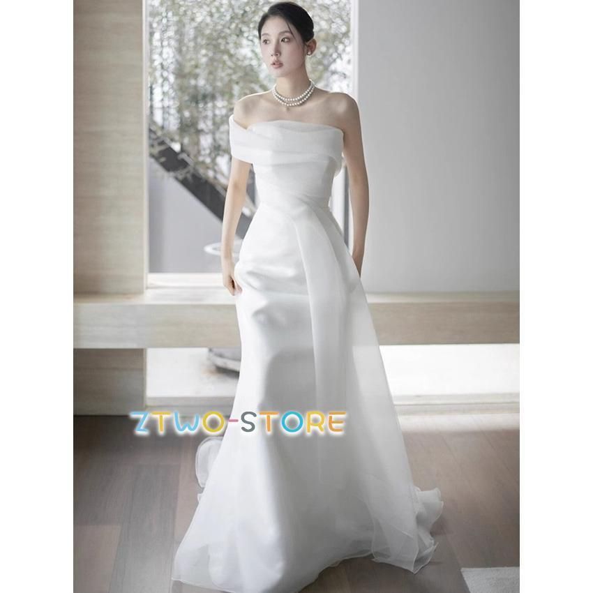 ウェディングドレス オフショルダー ウェディングドレス 大きいサイズ 3L 4L 小さいサイズ ウェディングドレス 二次会 袖あり シンプル チ