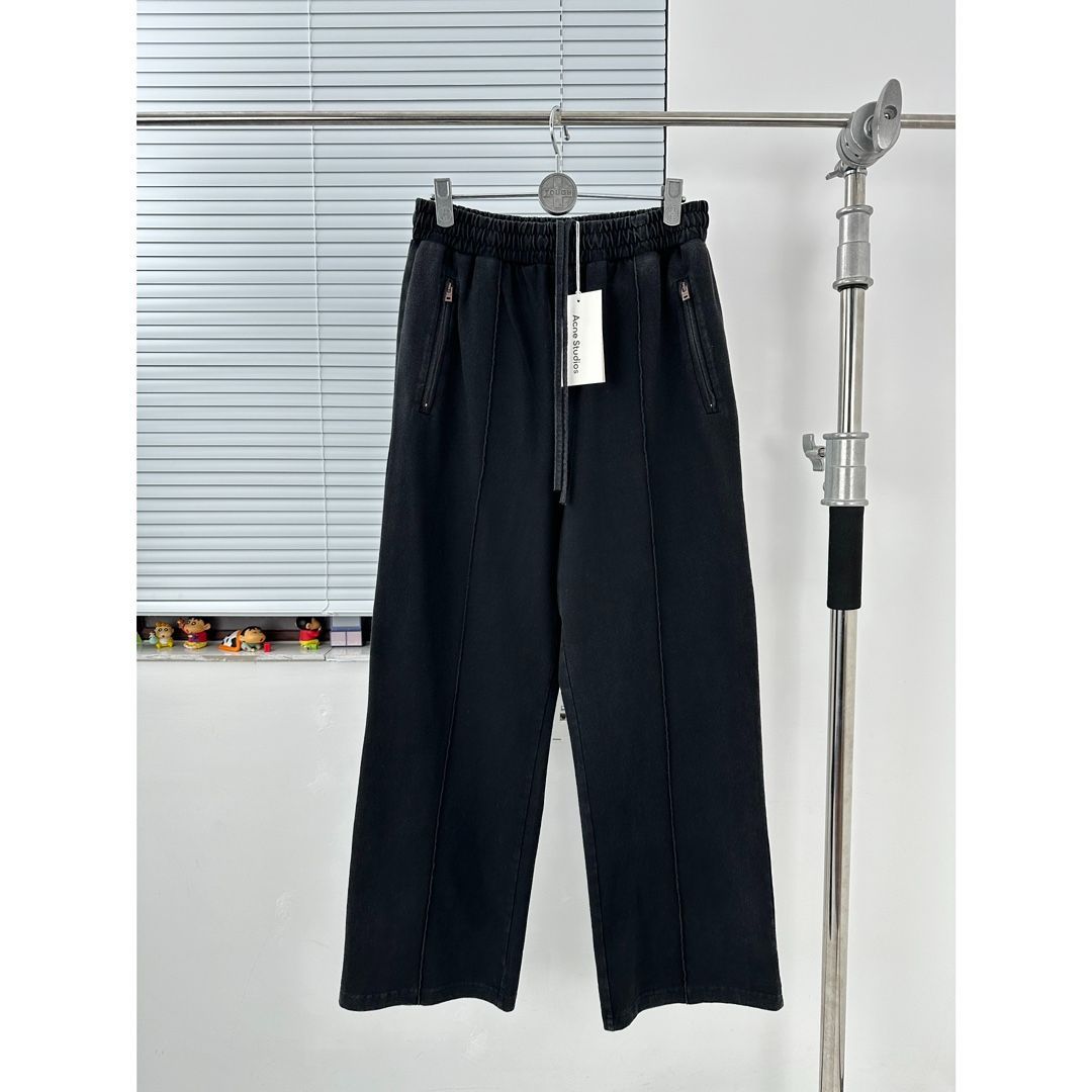 Acne 重量感のあるウォッシュドスウェットパンツ ブラック Acne 