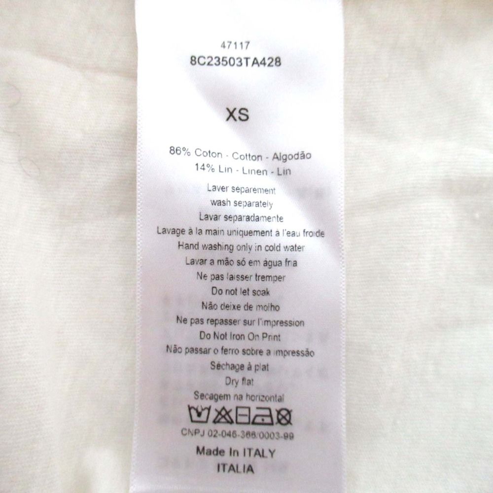  Christian Dior クリスチャンディオール コットン リネンブレンド レタープリント 半袖 Tシャツ XSサイズ ホワイト レディース 古着 半袖(Tシャツ) Tシャツ カットソー