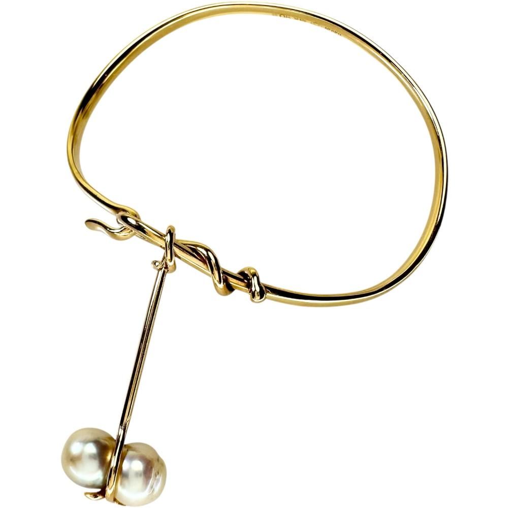 美品 バングル ♯17C ジョージジェンセン/  Georg Jensen/ジョージジェンセン】バングル パール/真珠
