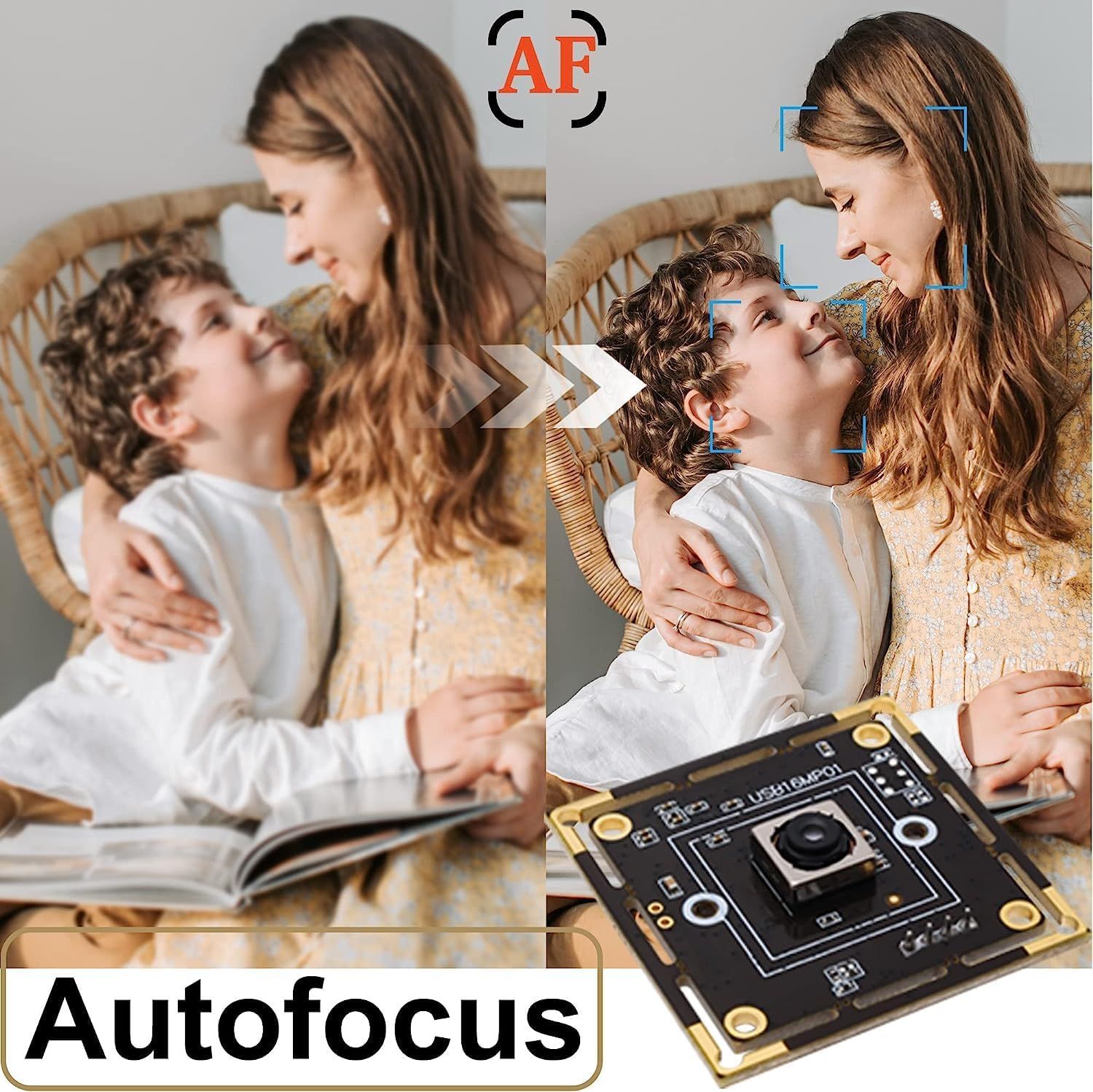 ELP Autofcous USBカメラモジュール 16MP 68度歪みなしレンズ セキュリティウェブ 4K Ultra HD 3496P USB Webカメラ プラグアンドプレイ 組み込み3Dプリンター業界 Android Windows Mac用