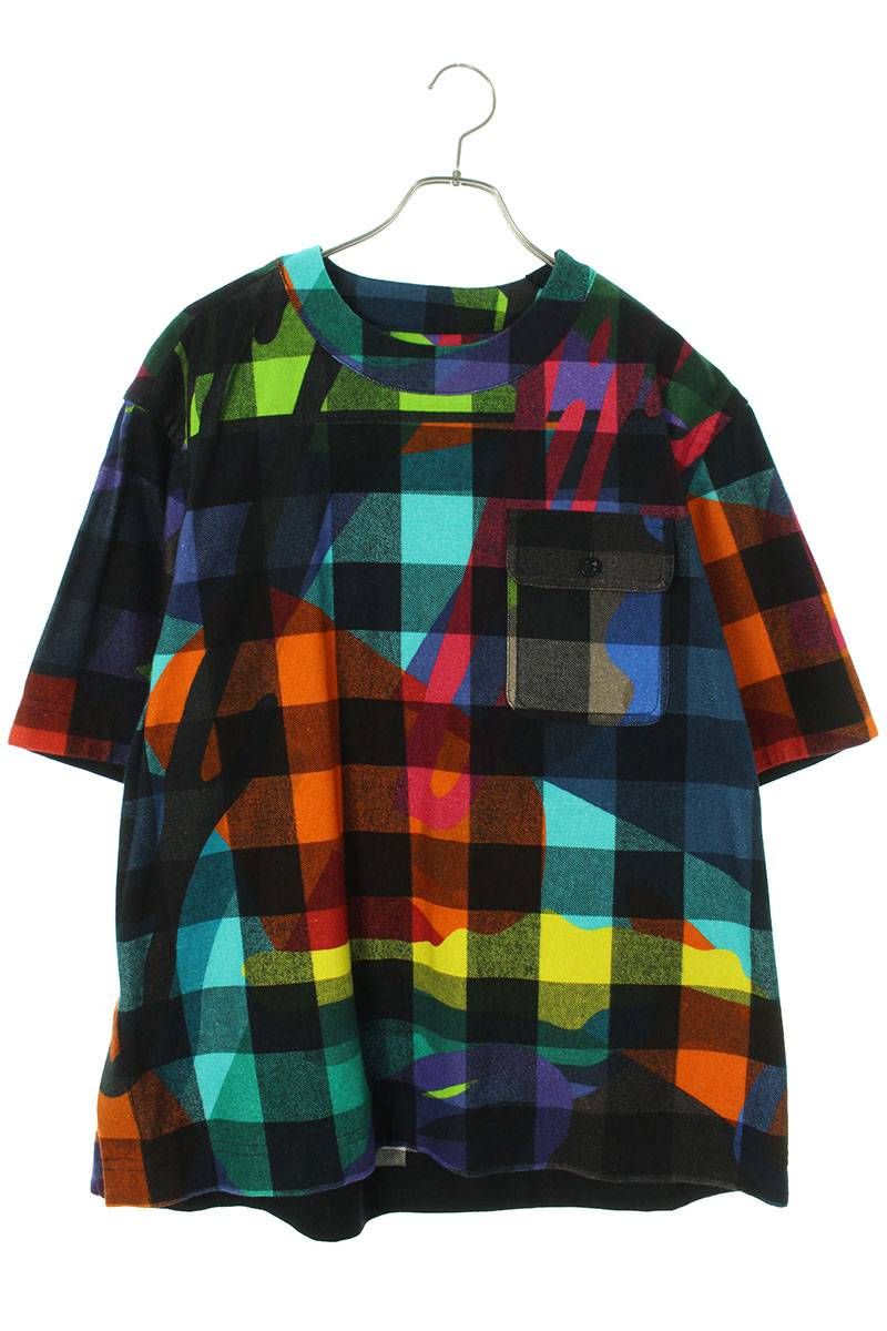 サカイ ×カウズ KAWS 21AW 21-02572M ショルダージップチェック総柄T 