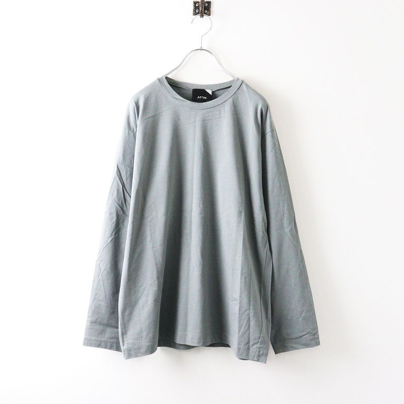 メンズ エイトン ATON Nuback cotton long sleeve t-shirt ヌバックコットンロングスリーブTシャツ 02/グレー ロンT【2400014051902】