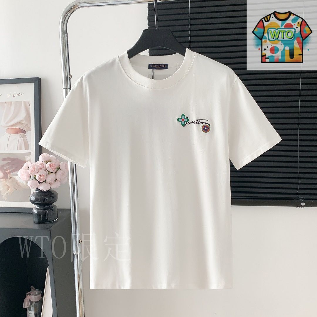華やかデザイン☆Louis Vuittonフラワーロゴ 刺繍 半袖Tシャツ 8068000109897_2.jpg?v=