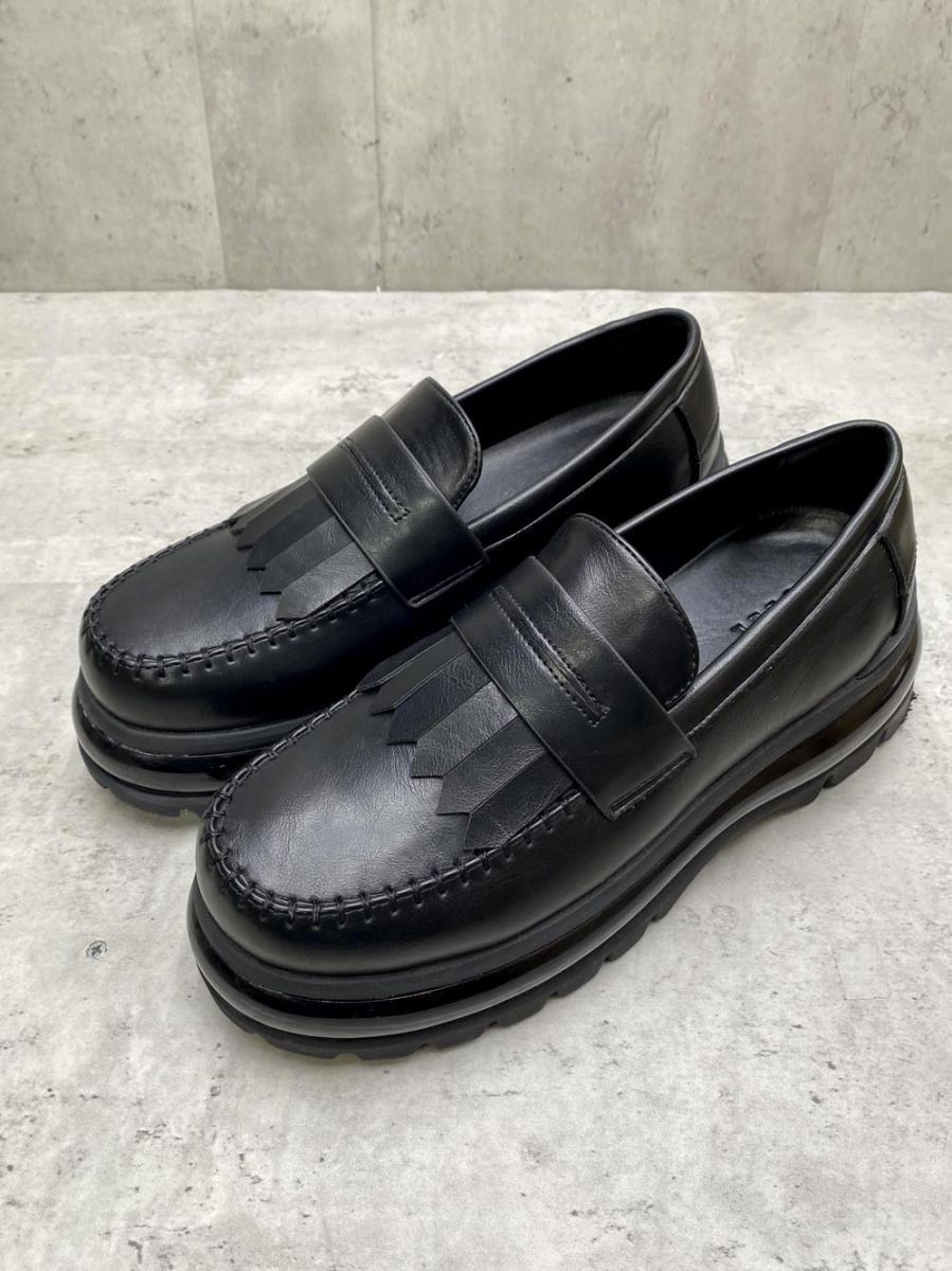 CLEL クレイル CLElo002 エアークッション ハイソールローファー シューズ sizeM 26.0-26.5cm相当 ブラック ◎メンズ