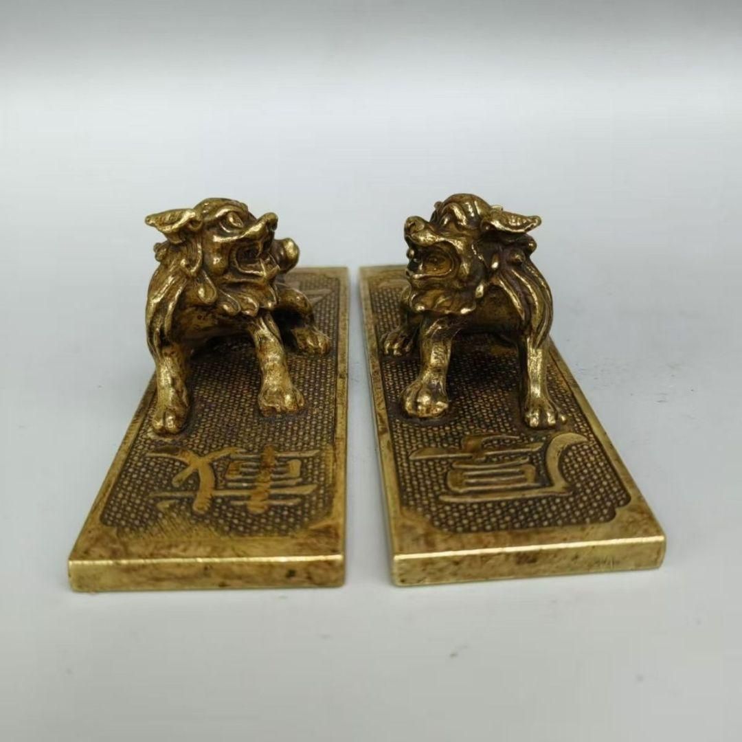 格安SALEスタート！ 銅器 獅子厚徳載物方形鎮紙 鎮尺 工芸品 メルカリ - 置物 工芸品